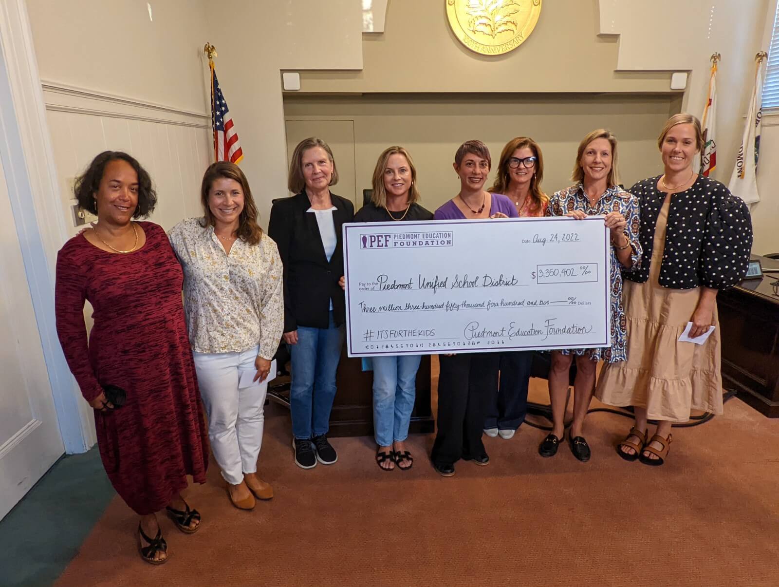 PEF Presents 3,350,402 Grant to PUSD for 202223 School Year